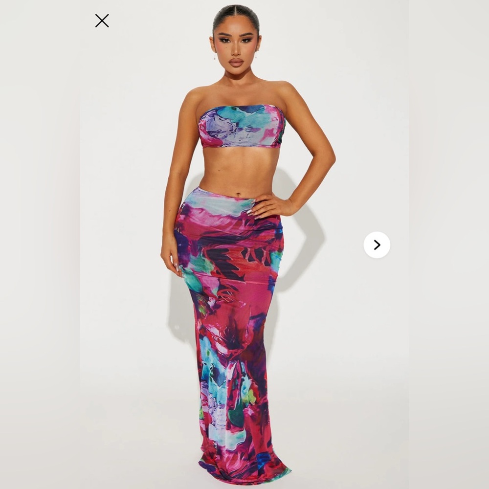 Fashion nova Loren Mesh Skirt set